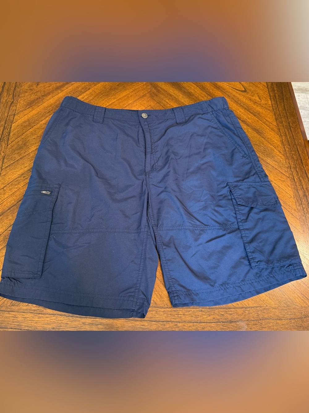 Men's Columbia Navy Blue Lightweight Nylon Cargo Hiking Shorts Size 38